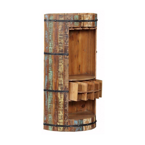 Scaffale per vino in legno riciclato colore naturale 8 bottiglie 60x115 cm Kaveri - Interia Home & Living-image-4