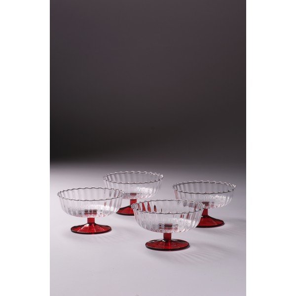 Ciotoline in set per il gelato rosse in vetro 4 pz 230 ml Flora – Jotex-image-2