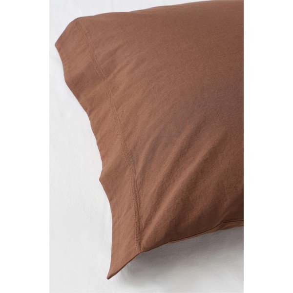 Set copripiumino e federa marrone in cotone organico per letto singolo 150x200 cm Juliette – Ellos Home-image-4
