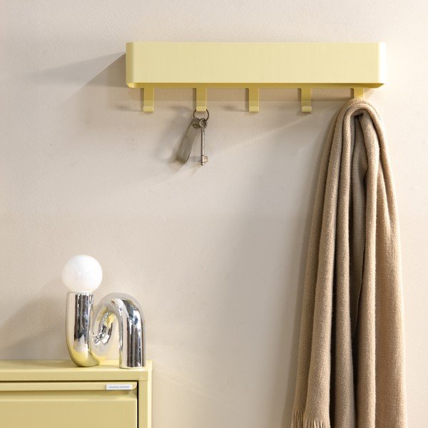 Attaccapanni da parete giallo chiaro in acciaio con scaffale 52 cm Dax Play – Spinder Design-image-3