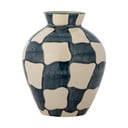 Vaso blu e color crema in vetro dipinto a mano (altezza totale 24 cm) Check – Bloomingville