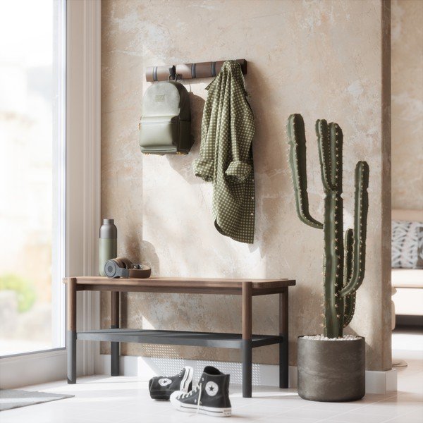 Attaccapanni da parete marrone scuro legno di pioppo Flip - Umbra-image-1