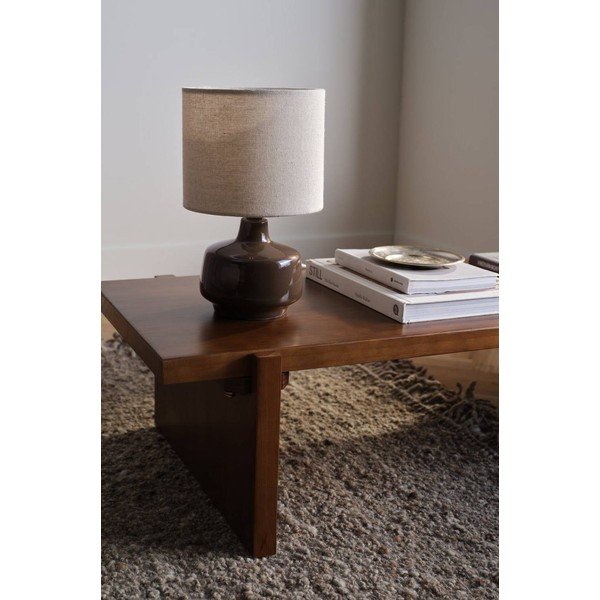 Lampada da tavolo marrone/color crema in ceramica (altezza totale 29 cm) Laila – Jotex-image-2