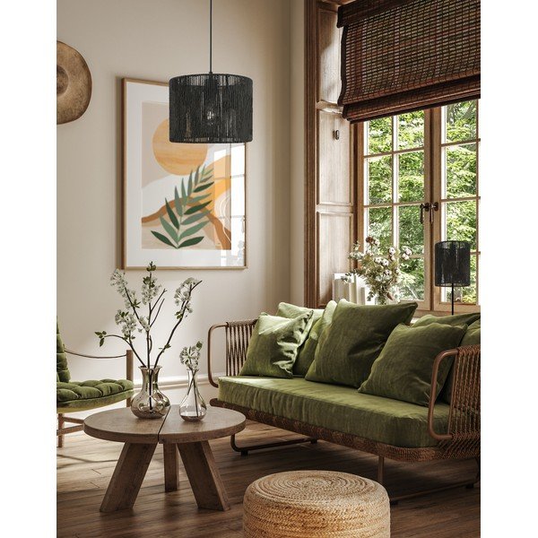 Lampada da tavolo nera con paralume in canna (altezza 48 cm) Foresto - GTV-image-3