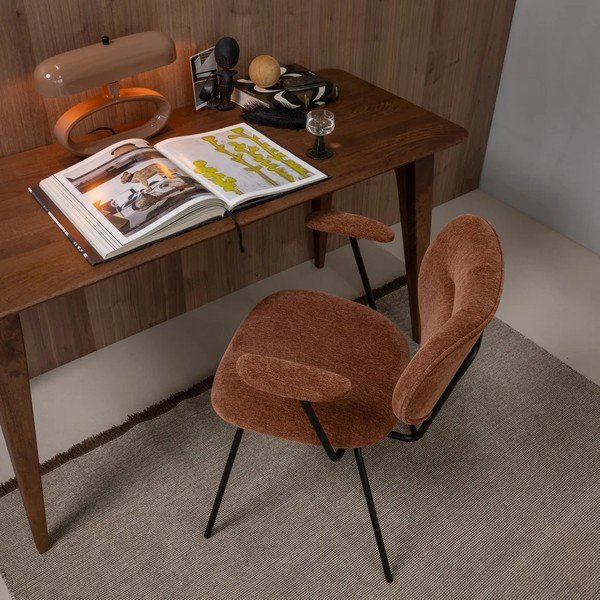 Sedie da pranzo in set color mattone imbottito con braccioli 2 pz Brint – WOOOD-image-2