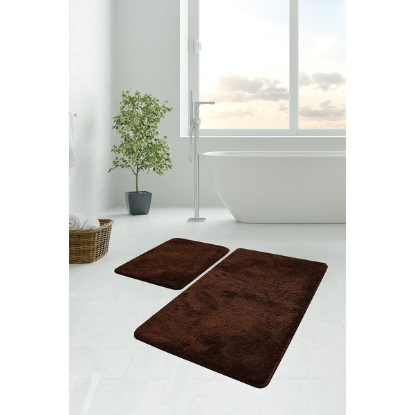 Set di tappetini per il bagno marrone scuro 2 pz 60x100 cm Havai – Foutastic-image-1