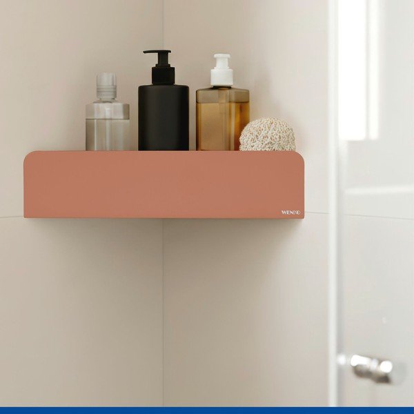 Mensola da bagno senza foratura/ad angolo marrone in acciaio inox con aggancio Turbo-loc Lizan – Wenko-image-1