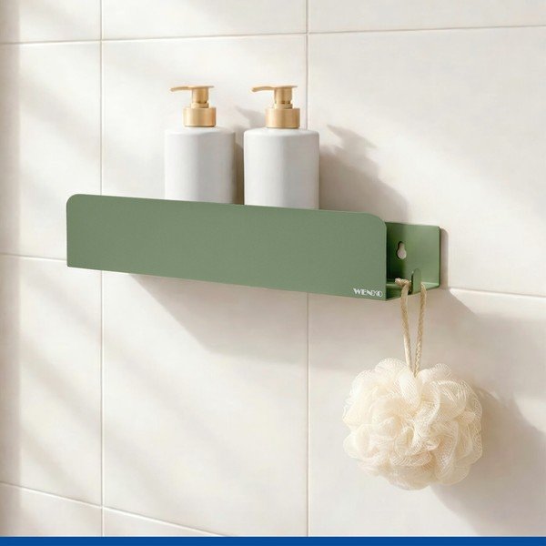 Mensola da bagno senza foratura verde in acciaio inox con aggancio Turbo-loc Lizan – Wenko-image-1