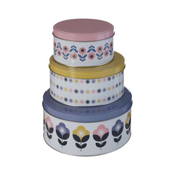 Set di 3 scatole decorative in metallo con coperchio Joni - Premier Housewares-image-1
