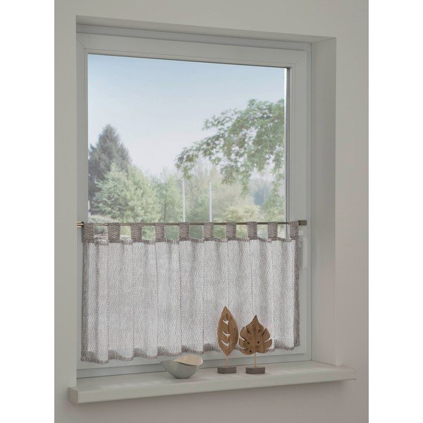 Tenda grigia 45x140 cm Jacquard-Voile - Gardinia-image-1