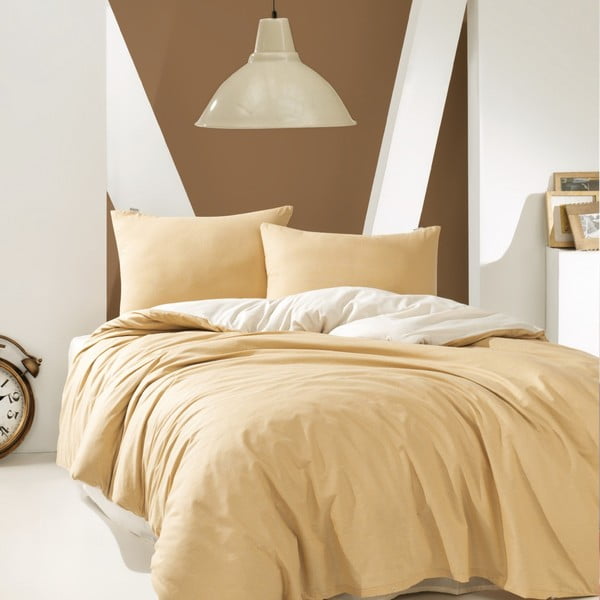 Biancheria da letto in cotone crema scuro con lenzuolo Marie Claire Suzy, 160 x 220 cm - Marie Claire Home