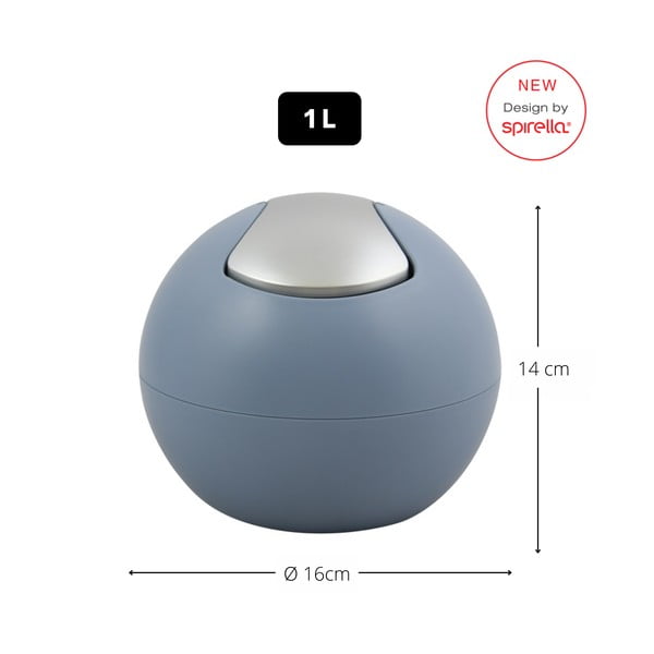 Cestino per la spazzatura azzurro in plastica 1 l   Bowl Matt – Spirella-image-2