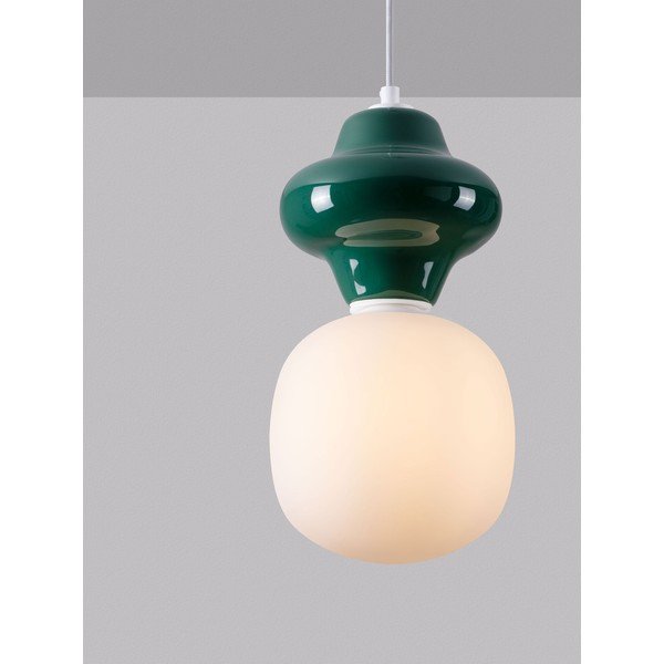 Lampadario bianco/color petrolio in ceramica con paralume in vetro ø 18 cm Clio – Nova Luce-image-1