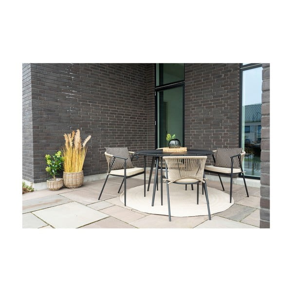 Tappeto rotondo per esterni in fibre riciclate color crema ø 180 cm Menorca - House Nordic-image-1