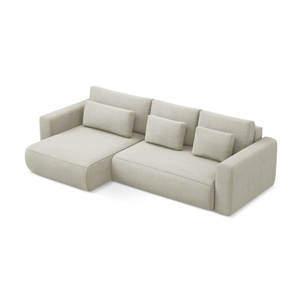 Divano angolare beige allungabile/con contenitore (con penisola a sinistra/con chaise lounge) Kapua – Makamii-image-2