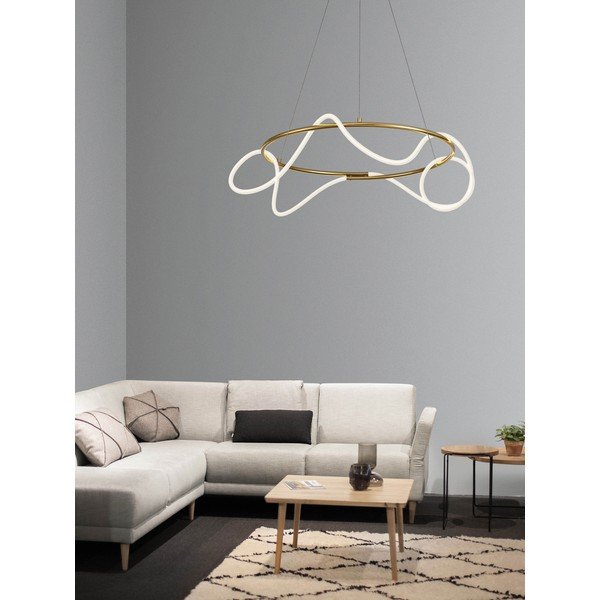 Lampadario LED dorato in alluminio con paralume in vetro acrilico con intensità regolabile ø 70 cm Tiriac – Nova Luce-image-1