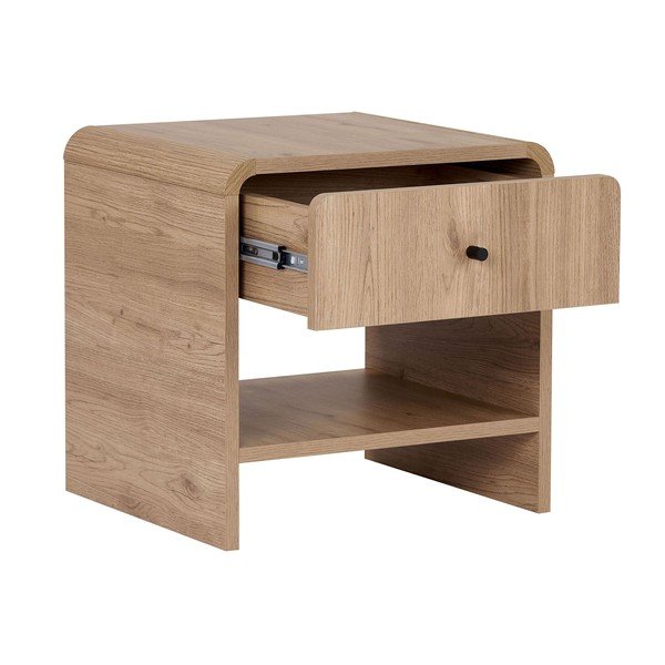 Comodino colore naturale chiaro con effetto rovere Parila – Nordure-image-4