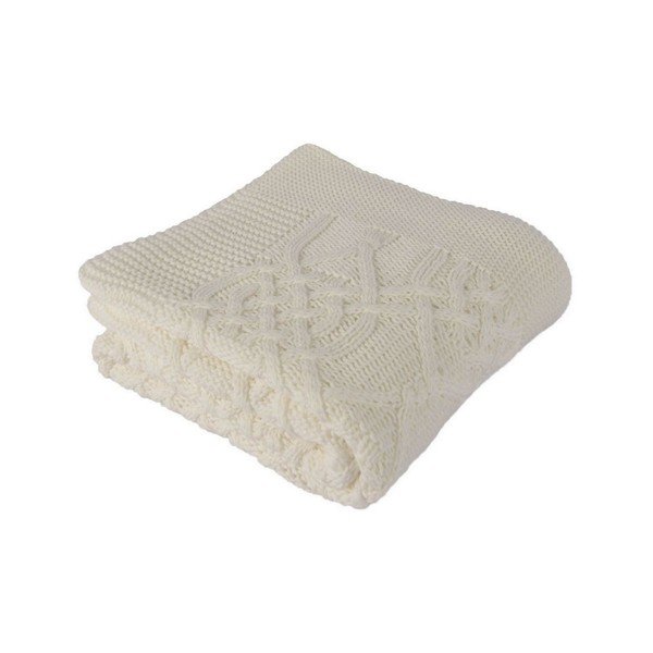 Coperta per neonato Louise in cotone bianco e crema, 90 x 90 cm - Homemania Decor