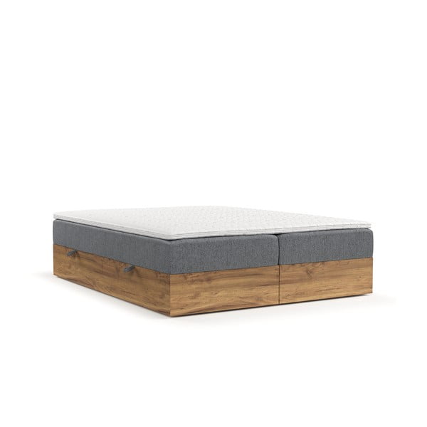 Letto boxspring con contenitore in colore grigio-naturale 180x200 cm Faro - Maison de Rêve