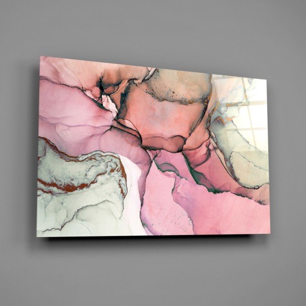 Pittura di vetro con motivo a marmi rosa, 110 x 70 cm Pink Marble - Insigne-image-3
