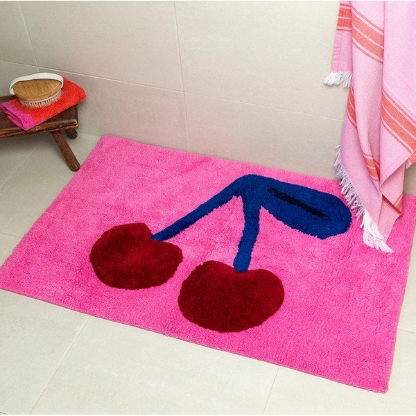 Tappetino per il bagno rosa in tessuto 83x52,5 cm Cherry – Rex London-image-1