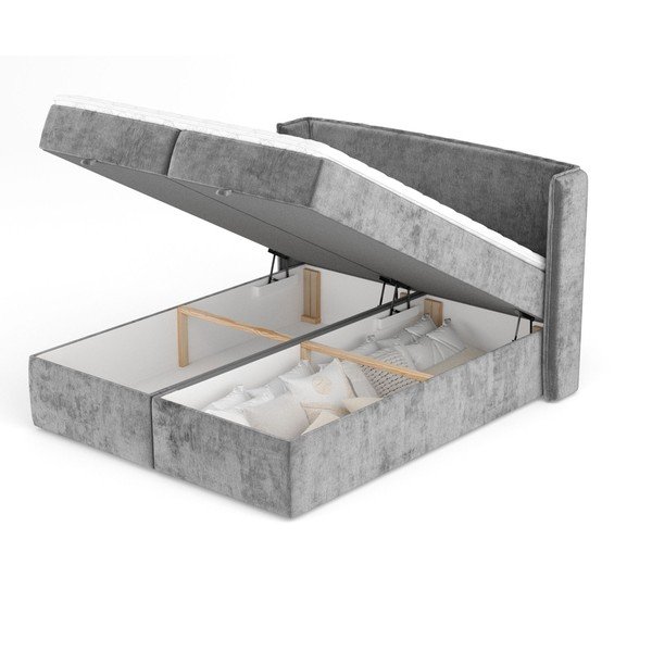 Letto boxspring grigio con spazio contenitivo 160x200 cm Passion - Maison de Rêve-image-3