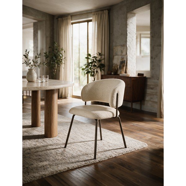 Set di sedie da pranzo beige imbottito con braccioli/impilabile 2 pz Elva – MOME-image-1