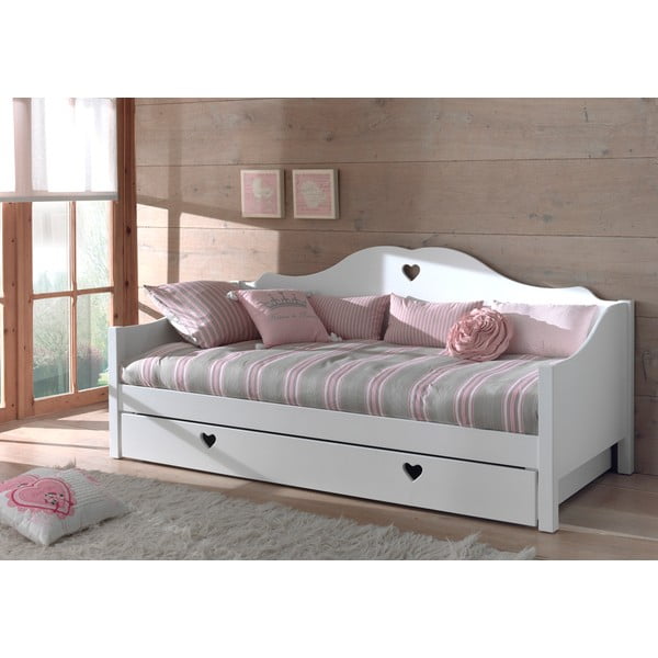 Letto per bambini in legno di pino bianco con letto estraibile con contenitore 90x200 cm AMORI - Vipack-image-1