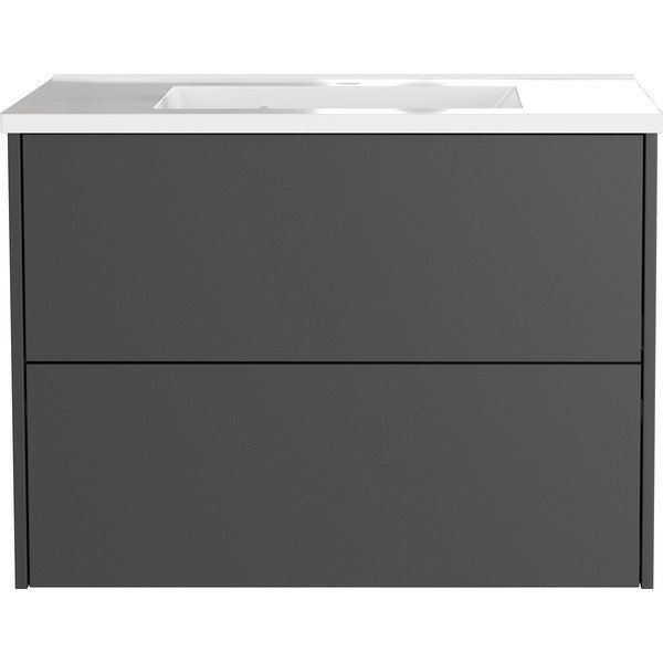 Mobile da lavabo color antracite opaco da appendere 81x61 cm Bodera – Germania-image-2