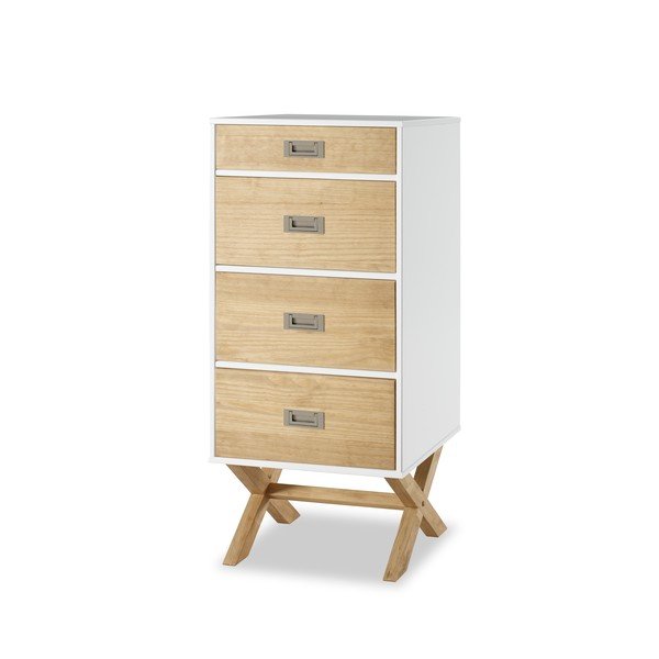 Cassettiera bianca con 4 cassetti Leidi, 49 x 109 cm - Marckeric