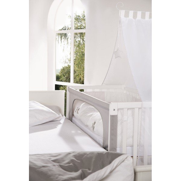 Lettino bianco/grigio con ruote 60x120 cm Fox & Bunny – Roba-image-1