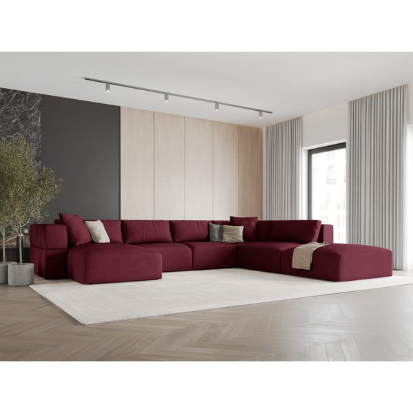 Divano a U angolare bordeaux, angolo destro Esther - Milo Casa-image-1