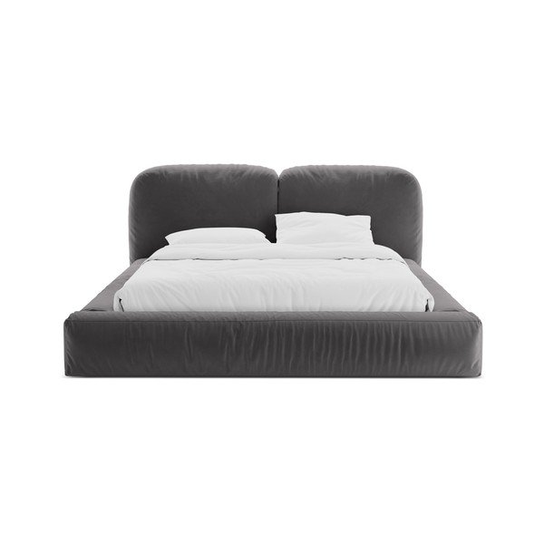 Letto matrimoniale imbottito grigio con contenitore con rete inclusa 180x200 cm Martina – Micadoni -image-4