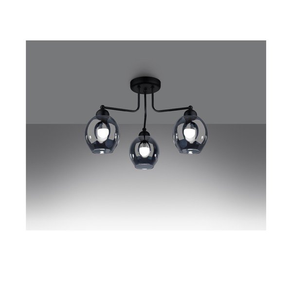 Plafoniera nera con paralume in vetro 54x54 cm Garten – Sollux-image-1