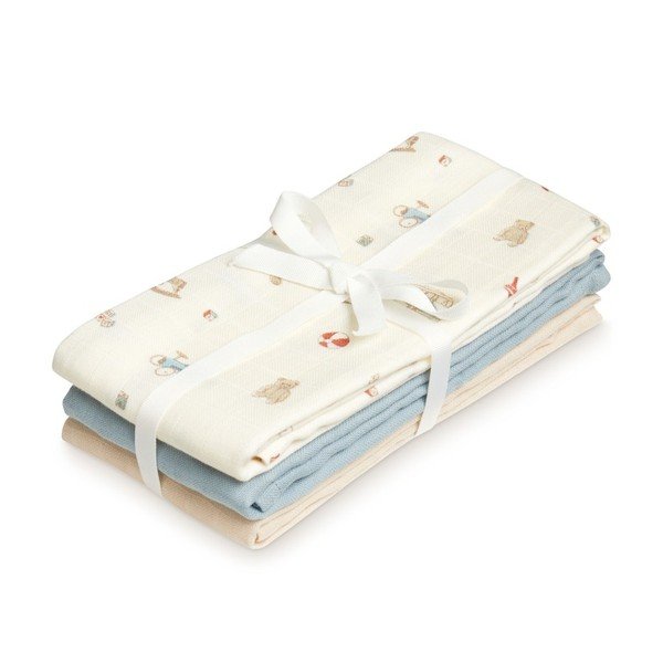Pannolini blu/beige in mussola 3 pz 70x70 cm Vintage Toys – Cam Cam Copenhagen