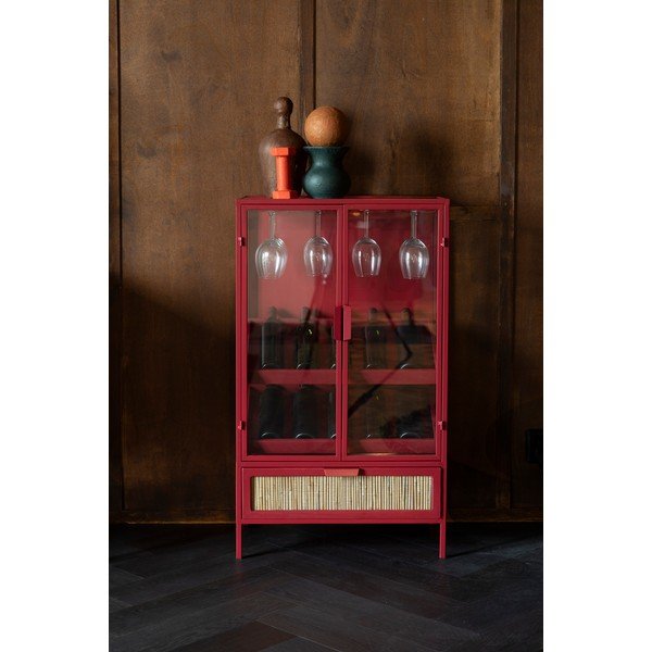 Cantinetta rossa in metallo numero di bottiglie 10, 65x103x35 cm Mori – Dutchbone-image-1