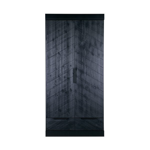 Armadio in legno nero a spina di pesce, altezza 195 cm - WOOOD-image-4