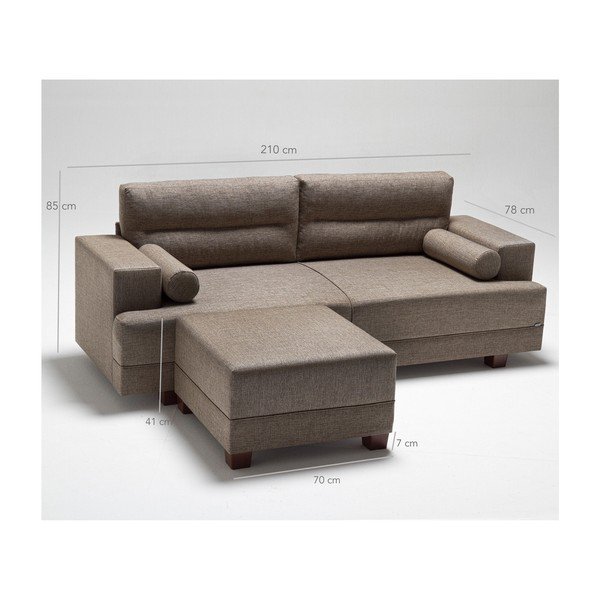 Divano marrone con pouf Ivett - Balcab Home-image-1
