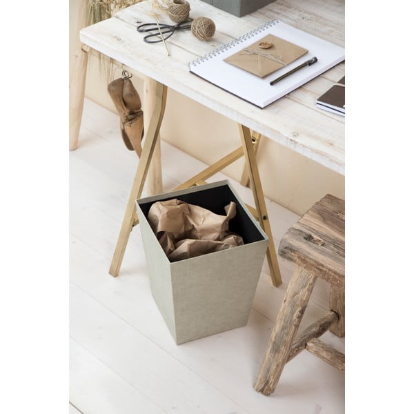 Cestino per la spazzatura beige Sofia Canvas Paper Laminate – Bigso-image-2