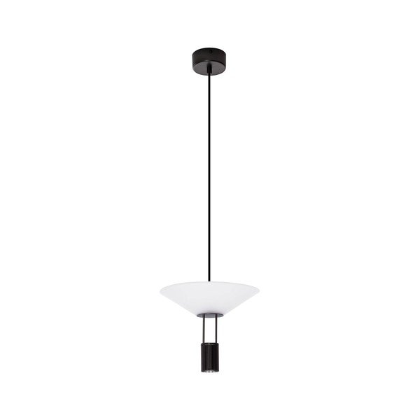 Lampadario LED nero opaco in alluminio con paralume in vetro acrilico ø 22 cm Anafi – Nova Luce