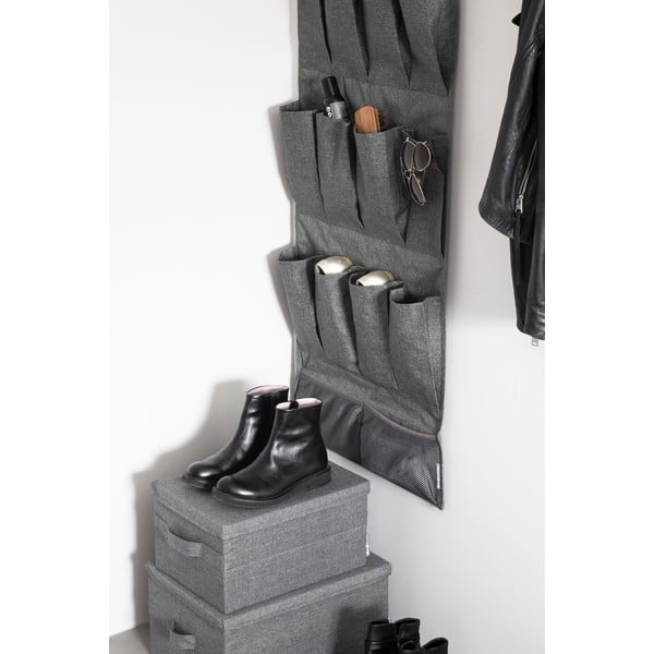 Scatola con coperchio grigia in tessuto 45x34x25 cm Soft Storage – Bigso-image-1