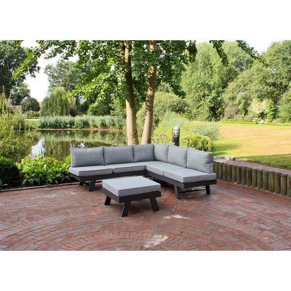 Set di mobili da giardino grigio in alluminio per 4 persone Donna – Garden Pleasure-image-1