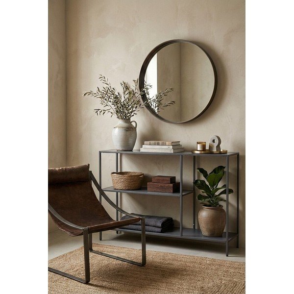 Tavolo consolle grigio in acciaio 30x120 cm Acero – Premier Housewares-image-2