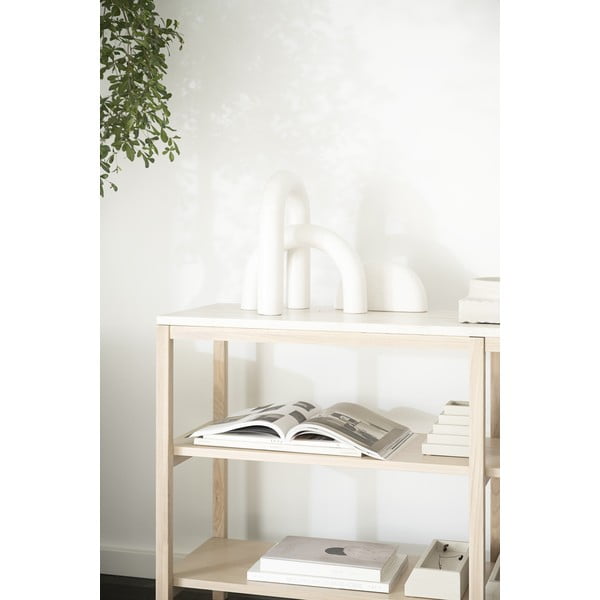 Consolle bianca con piano in pietra 140x40 cm Orwel - Rowico-image-4