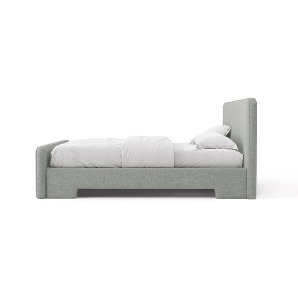 Letto matrimoniale imbottito grigio chiaro con rete inclusa 140x200 cm Eda – Micadoni -image-3