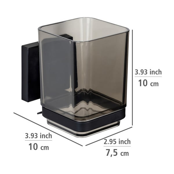 Bicchiere di plastica nero autoportante per spazzolini da denti Quadro - Wenko-image-4