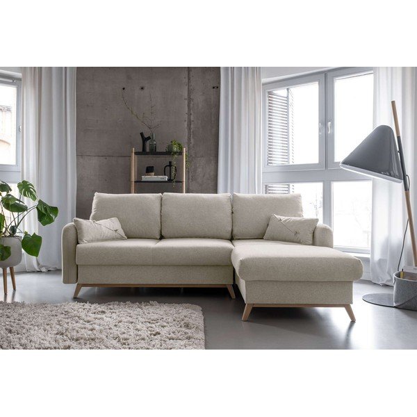 Divano letto angolare beige, angolo destro Scandic Lagom - Miuform-image-1