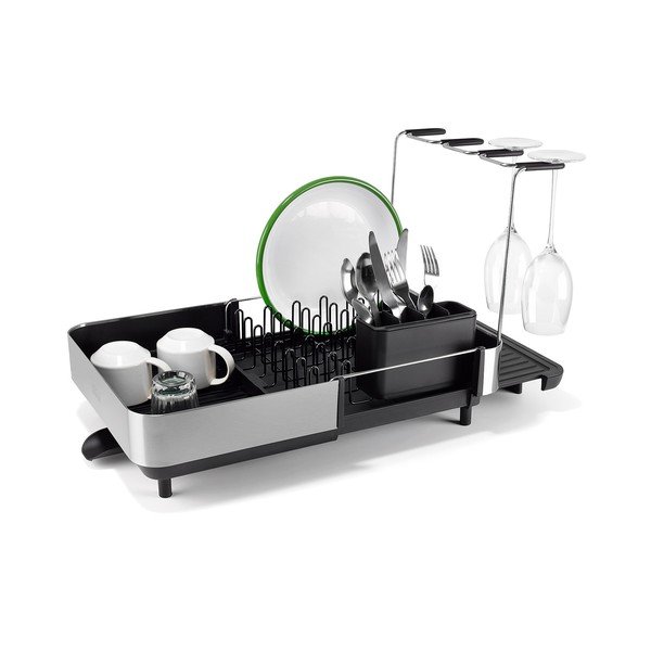 Scolapiatti regolabile nero in plastica 35,5x38 cm Extend Steel Plus – Joseph Joseph