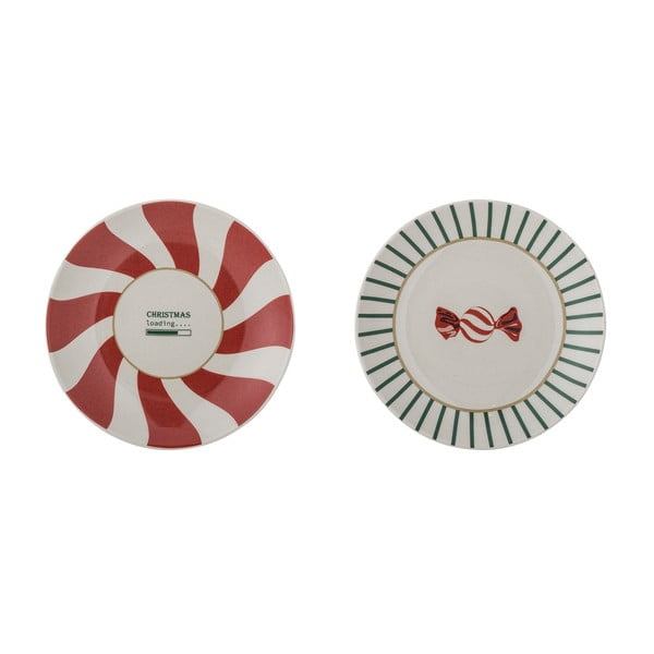 Set di piatti da dolce rossi/color crema in gres a tema natalizio 2 pz ø 12,5 cm Yule – Bloomingville