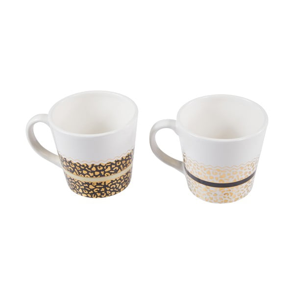 Tazze in gres di colore bianco-oro in set da 2 300 ml London - Premier Housewares-image-3